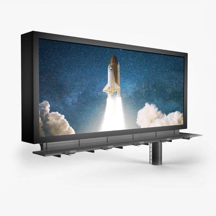 Backlit banner in a lit billboard frame