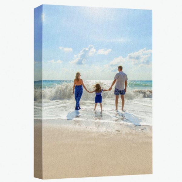 Canvas wrap of a family photo at the beach