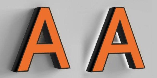 Front-lit LED channel letters with orange acrylic faces