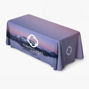 Printed table throw with a logo