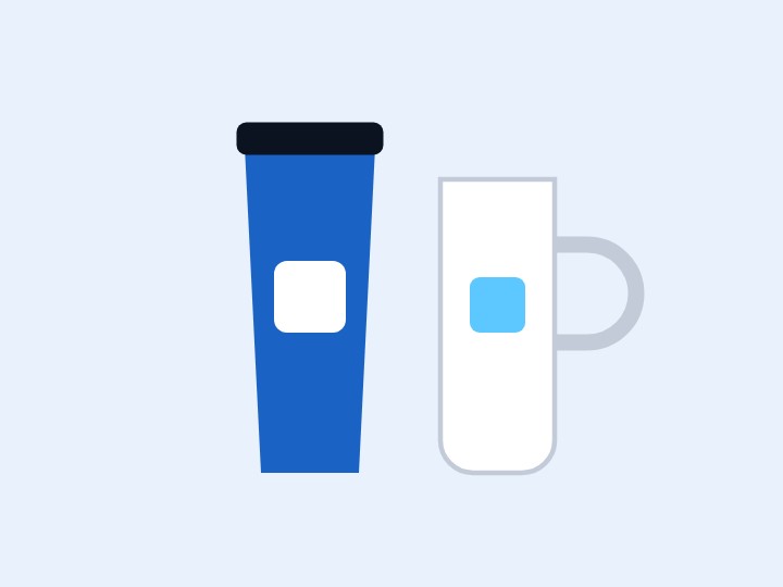 Illustration of a tumbler and mug