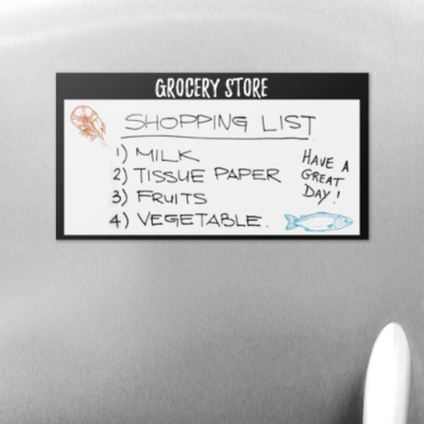 Dry erase magnet on a metal surface