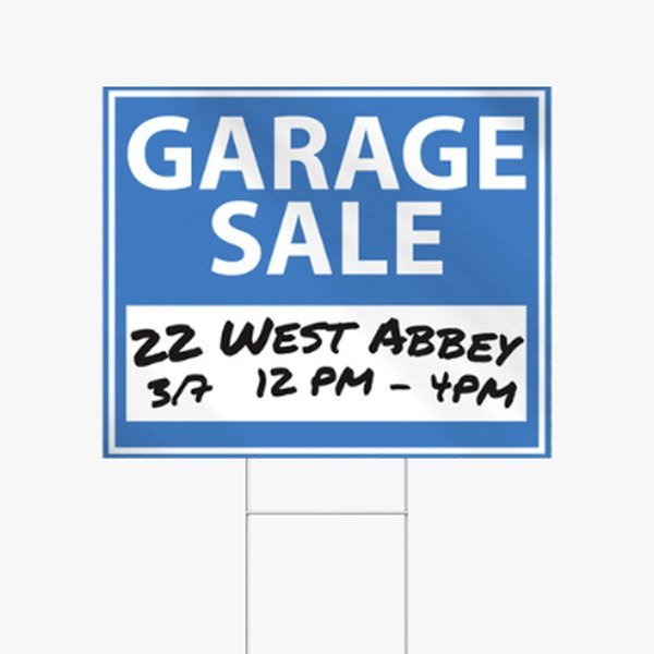 Garage sale yard sign with write-in area