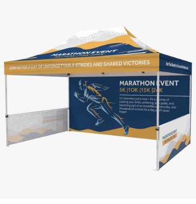 Printed 10 by 15 event tent