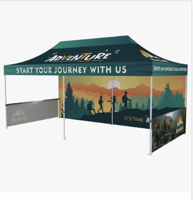 Printed 10 by 20 event tent