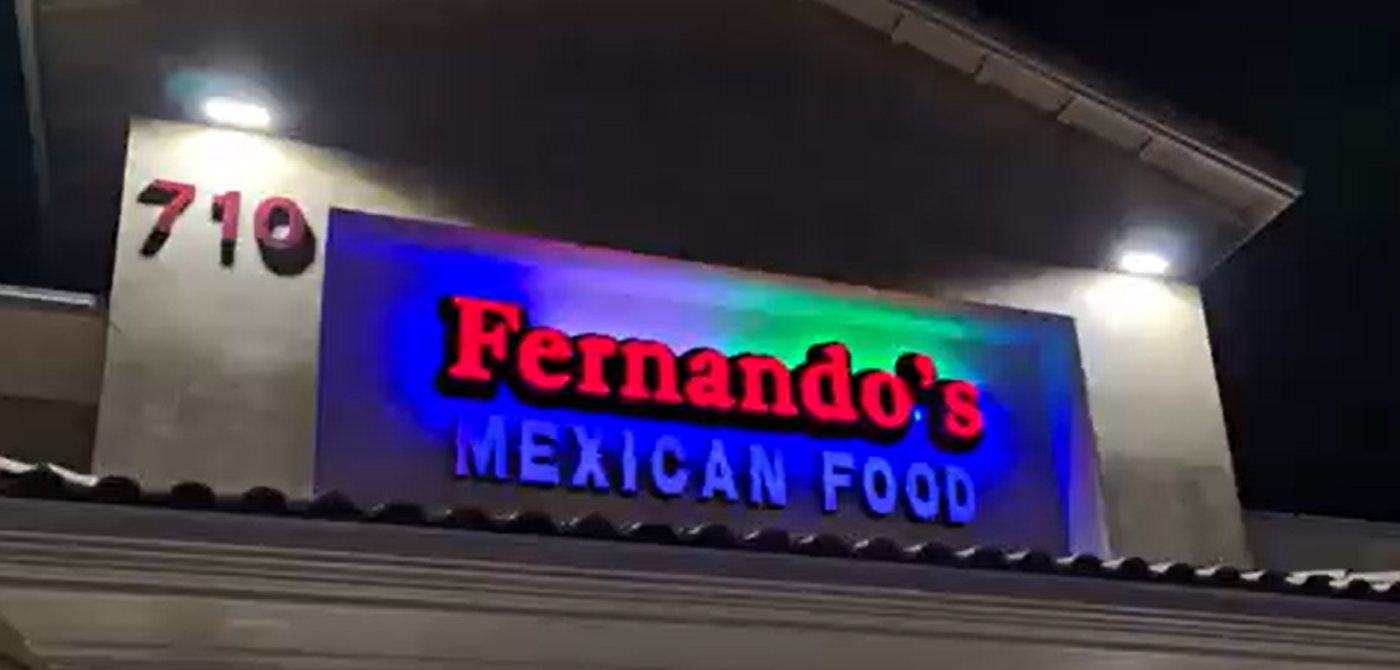 Sign shop near me – LED channel letter sign at night built by Galvan Media in Corona, CA