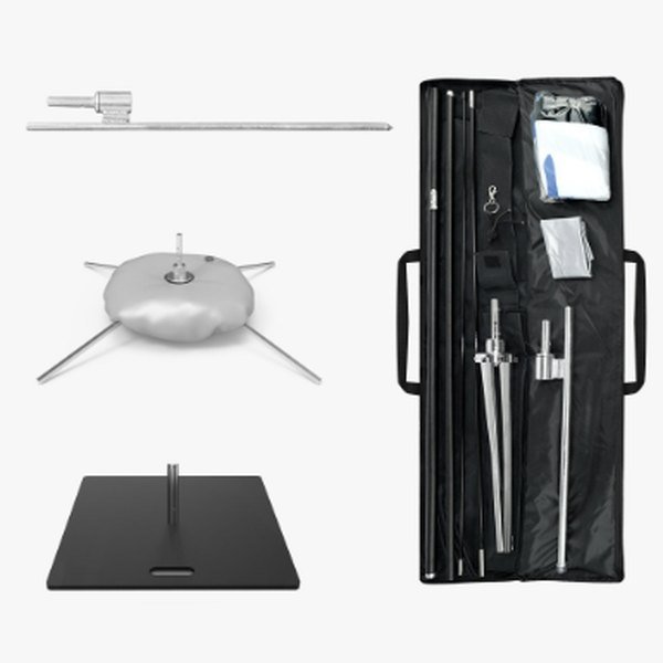 Flag poles, bases and carry bag