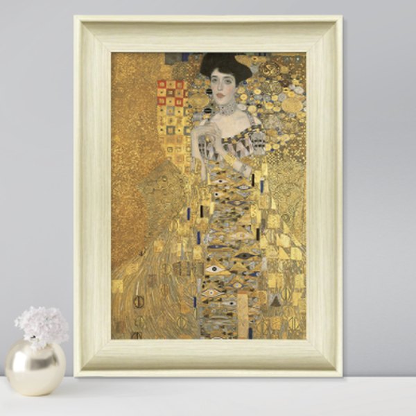 Framed art print on a shelf