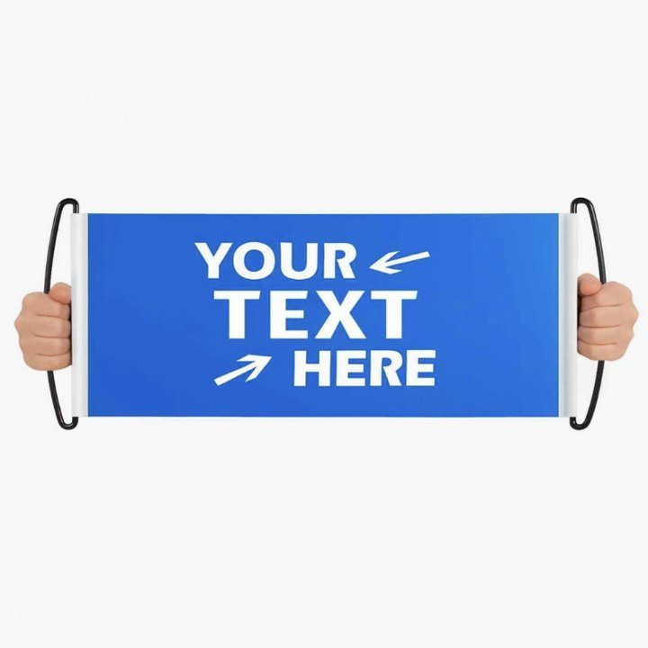 Hand-held banner with handles on both ends