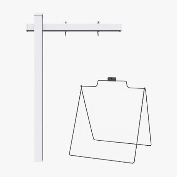White real estate sign post and wire frame
