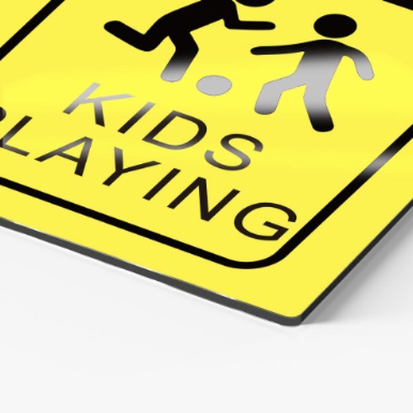 Reflective kids playing sign