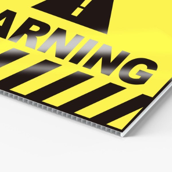 Reflective warning sign on coroplast