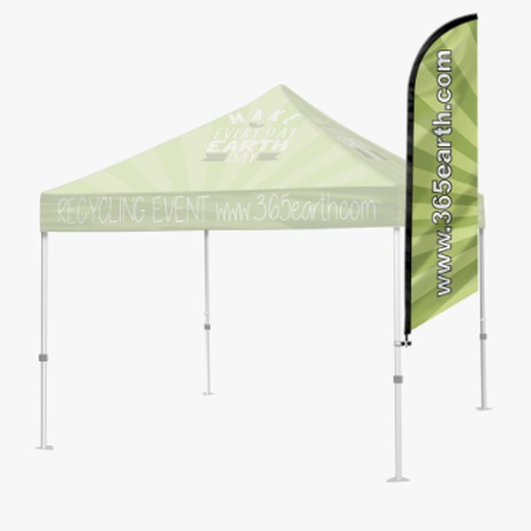 Flag attached to an event tent
