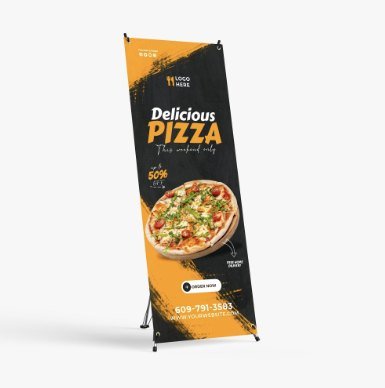 Custom banner printing X-stand banner by Galvan Media in Corona, CA